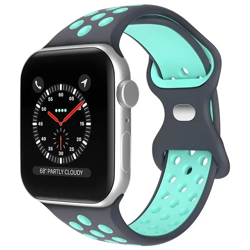 Original Silicone Strap For Apple Watch Band 49mm 44mm 45mm 40mm 42mm Breathable Correa for iWatch Series10 9 8 SE 7 6 Ultra
