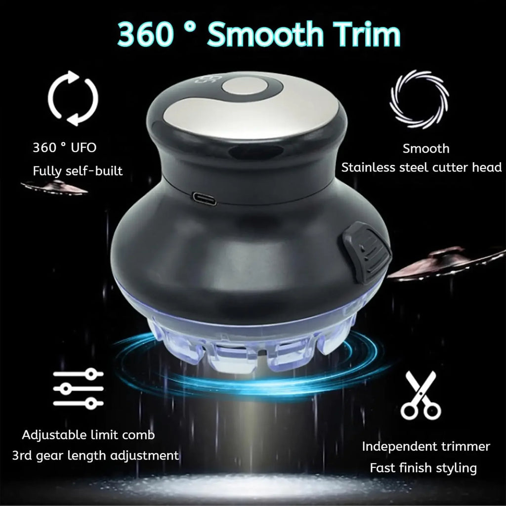 TINSOL Round Quick Haircut Wireless Round Hair Clipper with LED Display and Length Adjustable 3-12mm Self Haircutting Kit