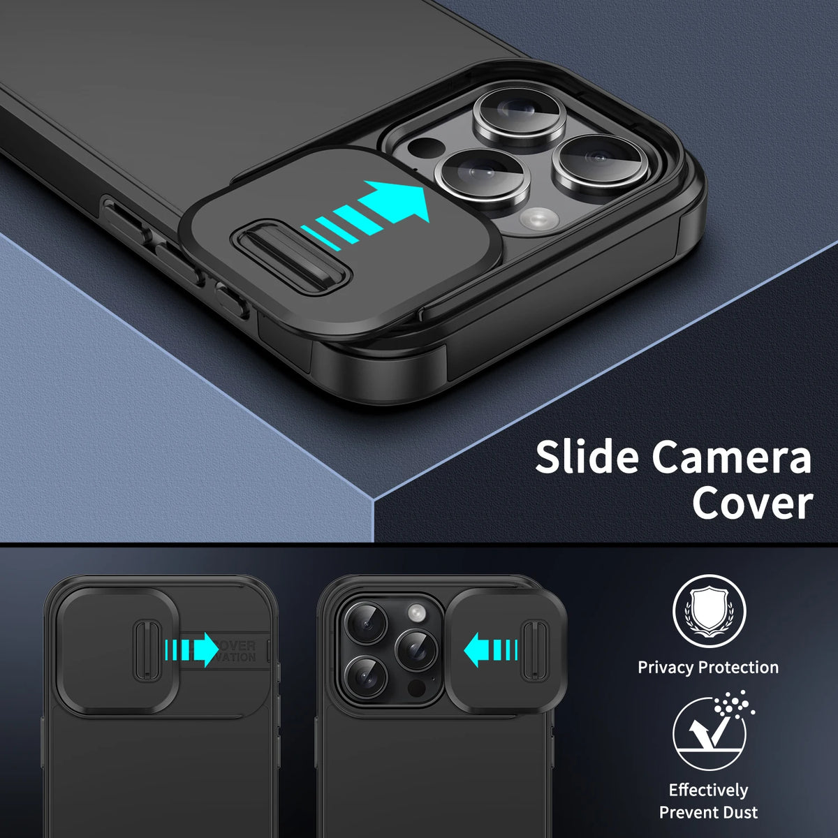 Shockproof Case For iPhone 15 14 13 12 11 16 17 Pro Max 15 Plus 16E Cover Slide Camera Protective Cases For iPhone 17 Air 17Pro