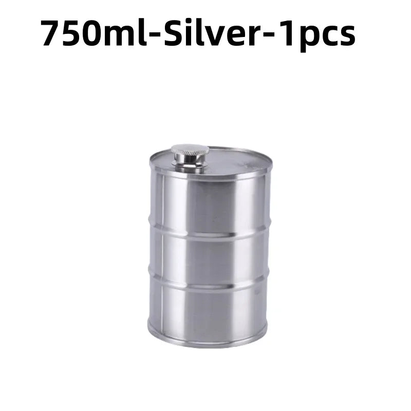 1Pc 25oz Water Bottle Drums Whisky  Portable Stainless Steel Hip Flask
