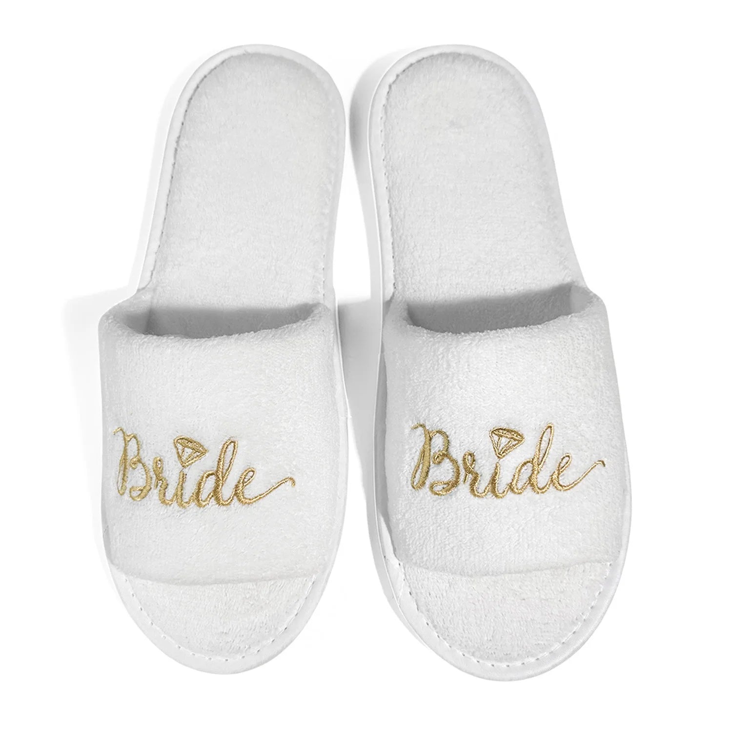 Bride & Bridesmaid, Wedding Party Guests Home Slip On Shoes Bridal Party Slippers Open-toe With Golden, Mint Green and Pink