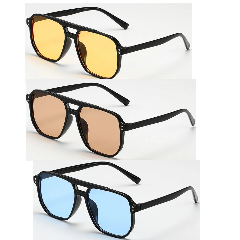 3 Pcs/Set Women Men Square Sun Glasses Retro Polygon Sunglasses Female Vintage Fashion Sunglasses Double Beam Eyeglasses