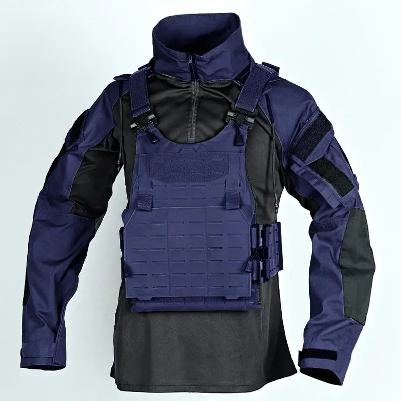 Tactical Combat Shirts 1/4 Zipper Long Sleeve Tactical Shirts Men Clothing Rip Stop Cotton Camo T Shirt Tops Wear-resisting