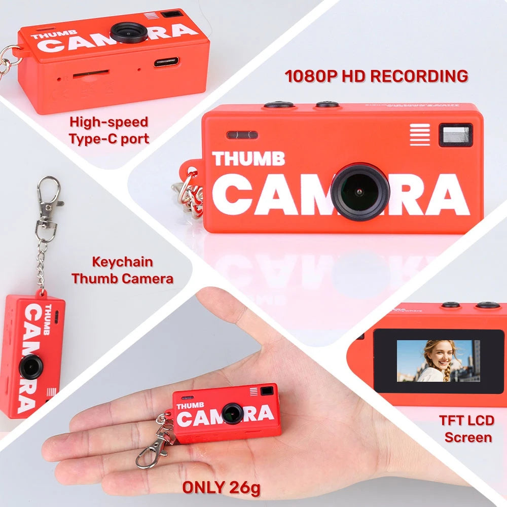 Magecam Digital Camera 0.96 Inch Keychain Camera Retro Support Memory Card 1080P Very Small Camcorder Video Recorder with Flash