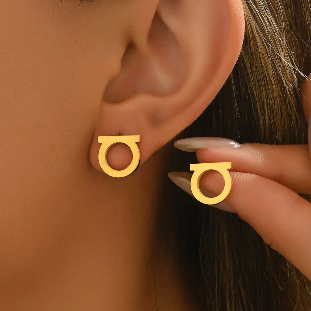 Simple Smooth / Shiny Crystal Small Stud Earrings Silver/Gold Color Tiny Posting Earrings Women's Minimalist Luxury Jewelry