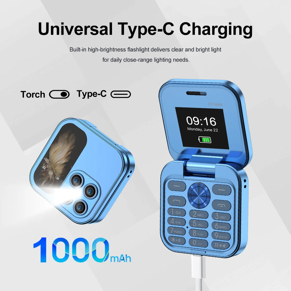 SERVO I17 Mini Dual SIM Card Flip Mobile Phone 2G GSM Magic Voice FM Radio Speed Dial Video Player Flashlight Foldable Cellphone