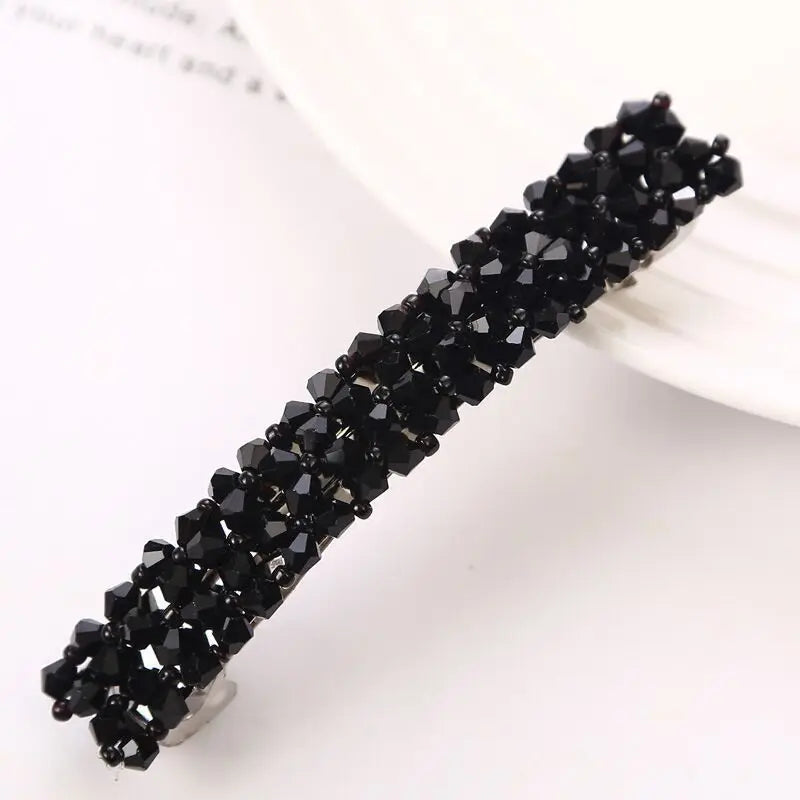 Super Beautiful~ Accessories Flash Diamond Headpiece Hair Clip Four Rows of Crystal Fish Line Braided Edge Clip Exquisite One-Wo