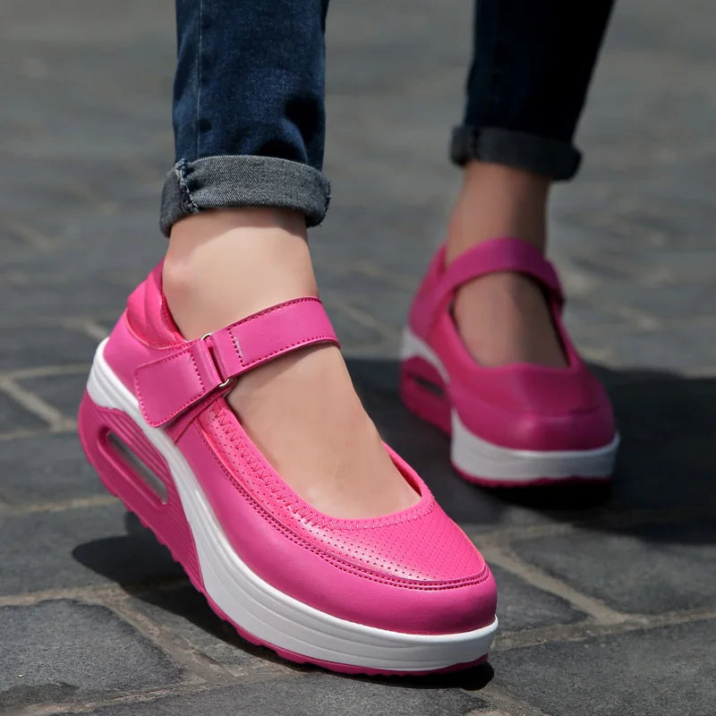 Air-Cushion Nurse Shoes, Women's Soft-Soled, Breathable, Thick-Soled, Non-Slip, Non-Tiring Feet, Work White Shoes, One-Step Flat