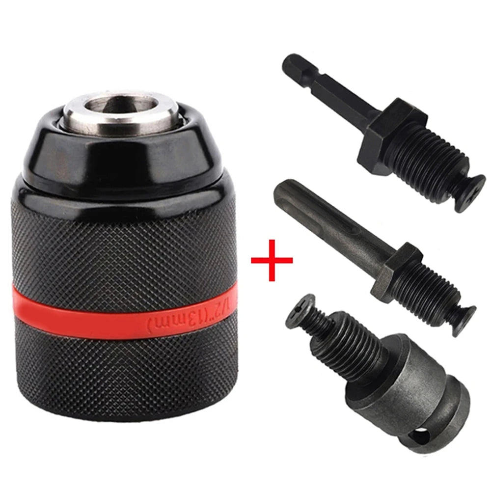 JENTORIX 2mm-13mm Metal Keyless Drill Chuck, 3Jaw Self-lock Ratchet Chuck 1/2-20UNF Thread, Chuck for Drill Bit Screwdriver&Taps
