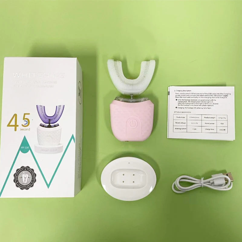 Professinal Portable 360 Degree U Shape Sonic Toothbrush Oral Cleansing Brush Sonic Automatic Electric Toothbrush