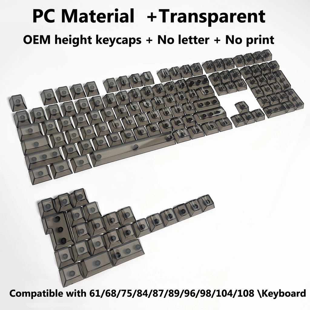 132 Keys Transparent Keycaps with Multi-Language English/ Korea /Russian for Mechanical Keyboard AK820 Pro Clear/ Misty Surface