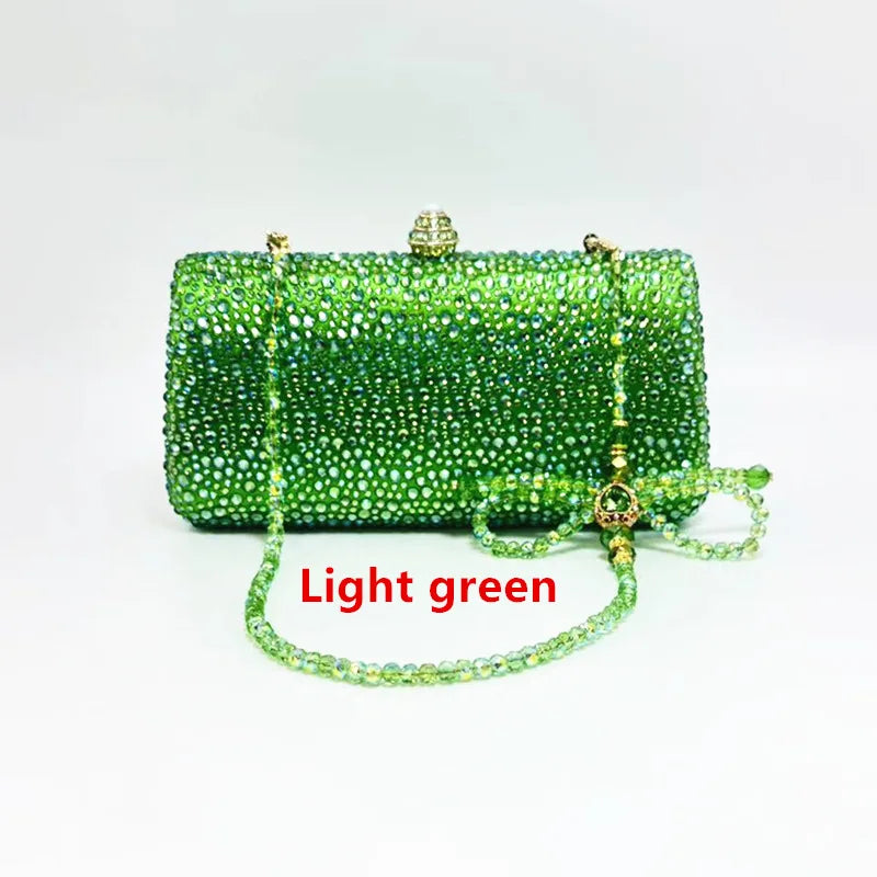 XIYUAN Orange Crystal Evening Clutch Bag Glittering Diamond Crossbody Purse Wedding Bridal Handbag Gorgeous Stones Party Purses