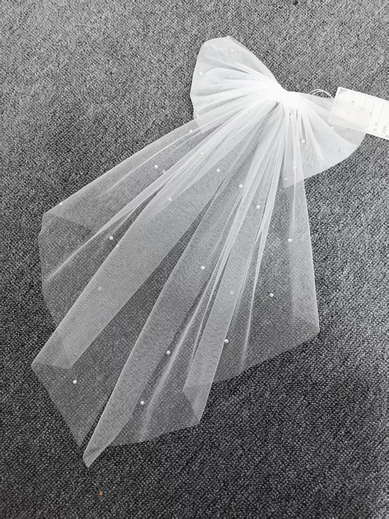 Pearl Beaded Bow-knot Bridal Veil Women Marriage Wedding Accessories