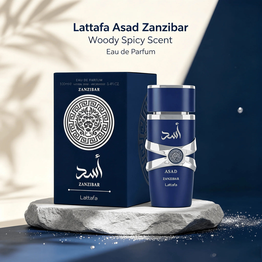 Lattafa Asad Zanzibar - Fresh, Spicy, Vanilla, Coconut - Eau De Parfum Long-Lasting Fragrance for Men, 3.40 Ounce / 100 ml