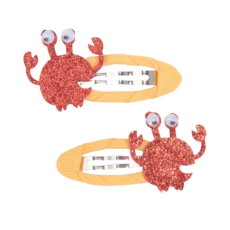 Cartoon Animal Fruit BB Hair Clips for Girls Cute Sequin Droplet Design Snap Barrettes Toddler Daily Headwear Accessory