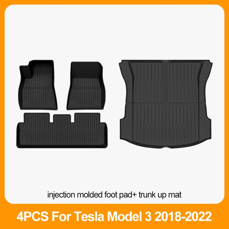 Car Floor Mats For Tesla Model 3 2018 2019 2020 2021 2022 Premium All Weather Anti-Slip Waterproof TPE Floor Liners Mat Pads