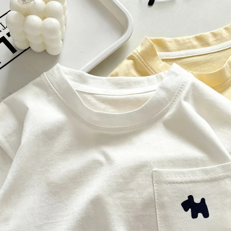 Children's Soft Cotton T-shirt Cotton Boys Summer Baby Boys and Girls New Clothing Girls Loose Casual Blouse Half-sleeved