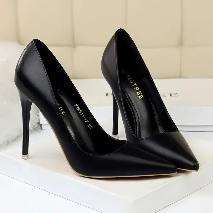 Woman Fashion Career Formal 7.5cm 10.5cm High Heels Colorful Shoes Lady Sweet Blue Yellow Wedding Scarpins Pumps Plus Size 34-43