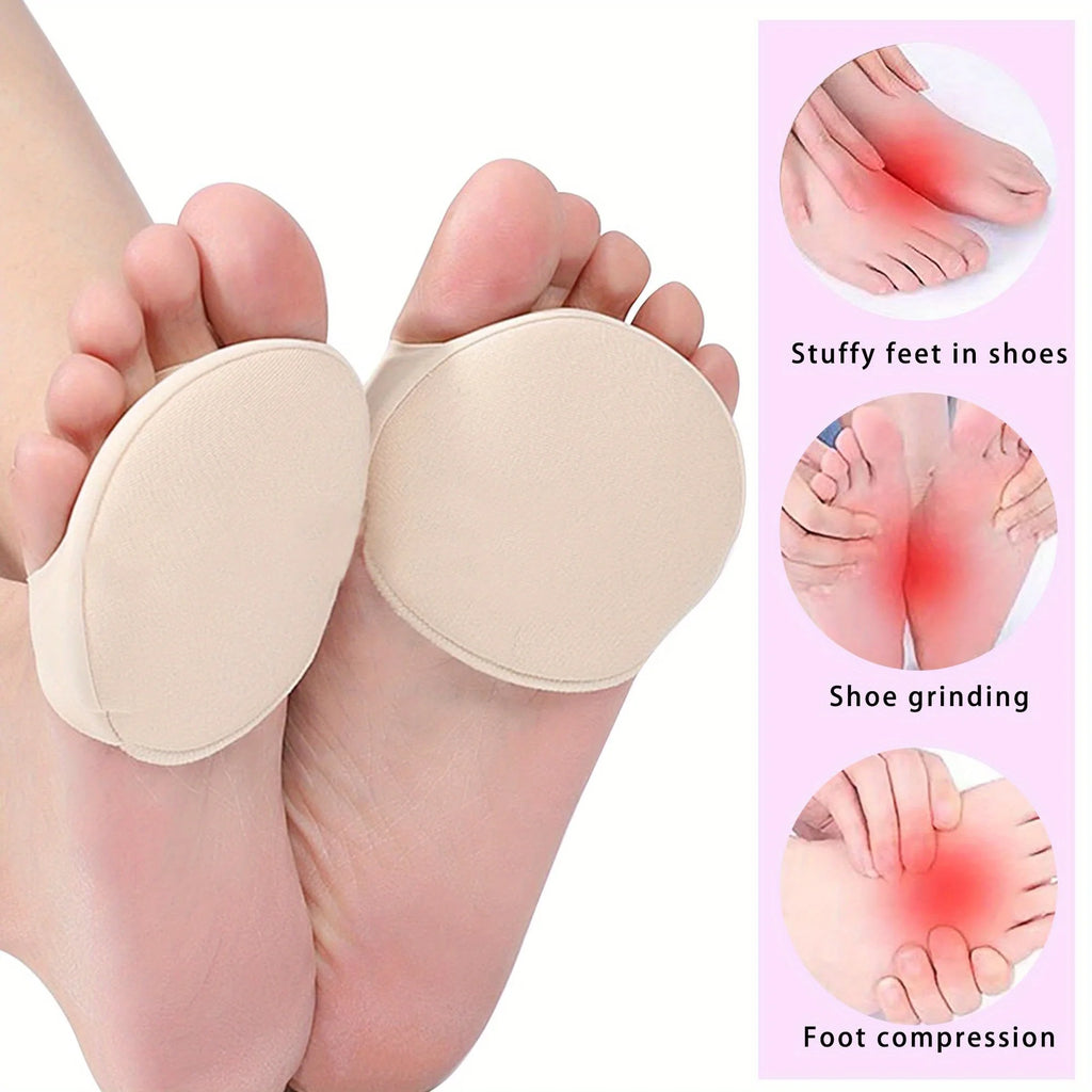 2pc Forefoot Invisible Comfort Socks With Anti-Slip Metatarsal Support And Toe Separator For Women'S Shoes.