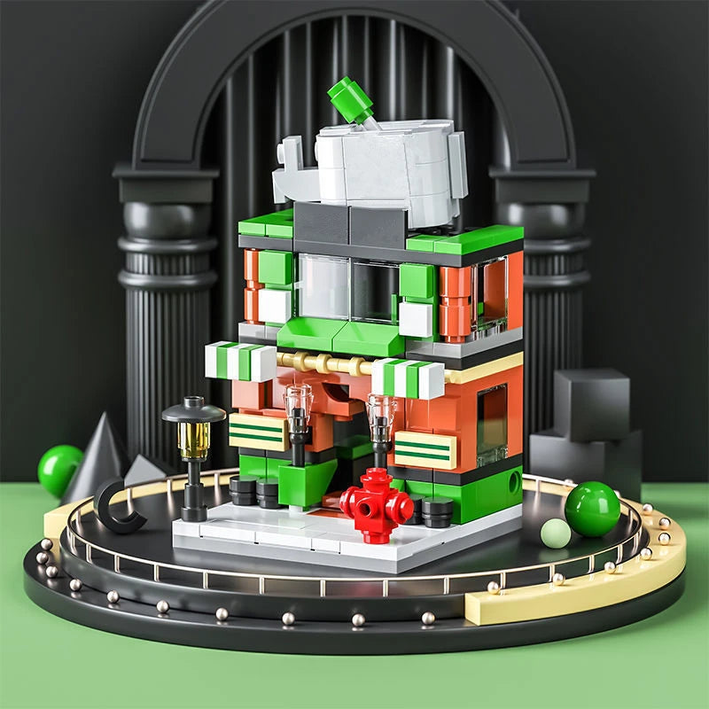 DIY Architecture Store Street View Food House Building Blocks Kit Girls Bricks Classic Movie Model Toys