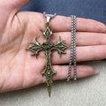 Gothic Double Sided Cross Pendant Necklace Niche Personality Design Hip Hop Retro Punk Accessories
