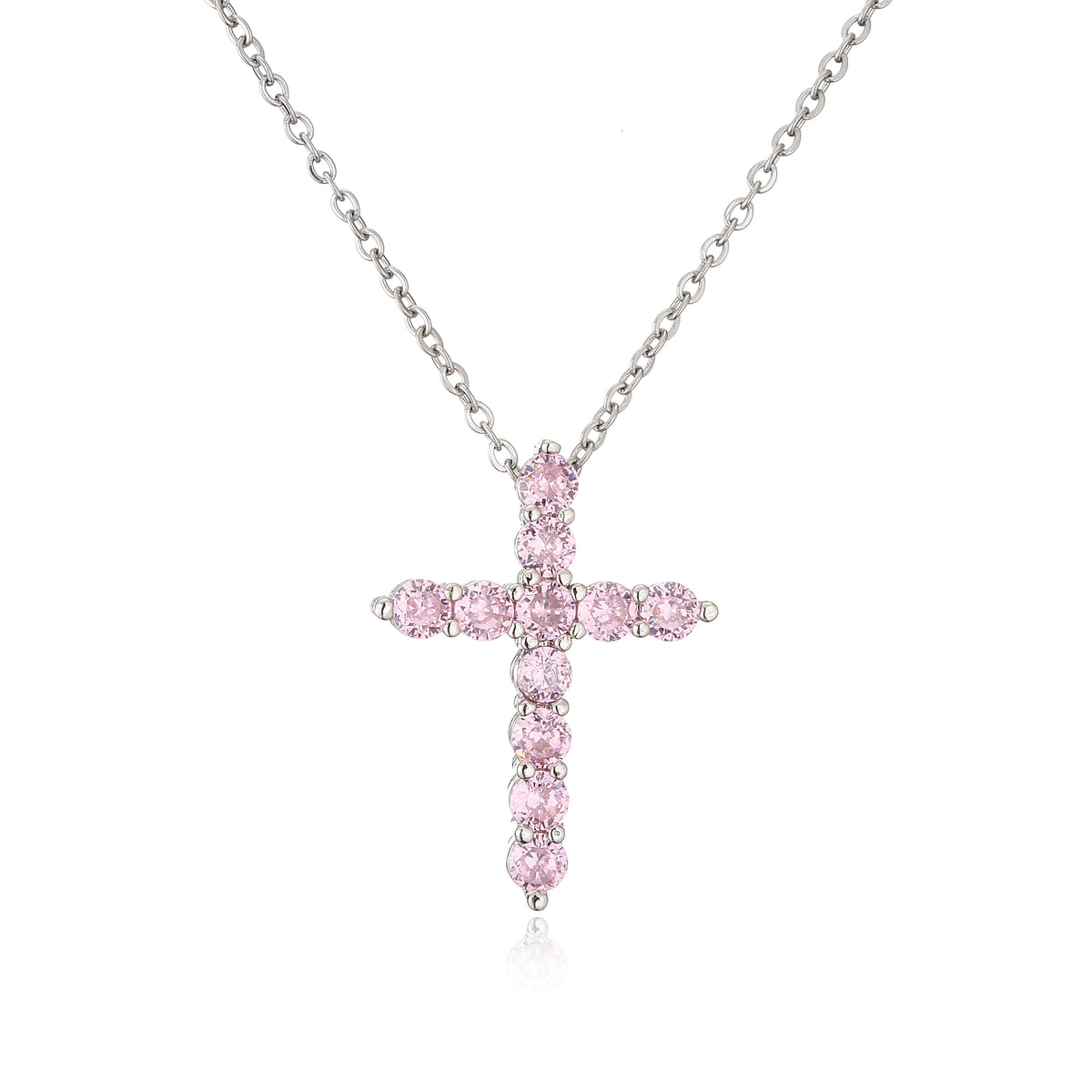 HECHENG,High Quality Crystal Shiny Zirconia Cubic Zircon Necklace Pendant Cross Jesus Christ Gold Colour Jewelry Gift for Women
