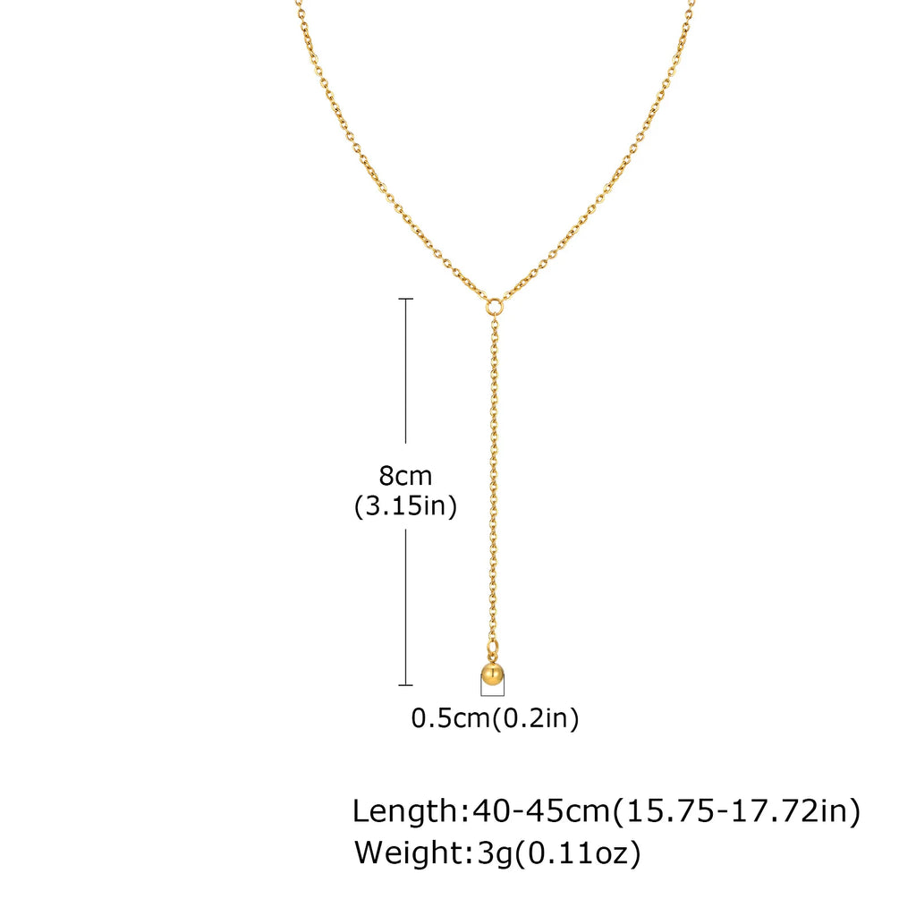Stainless Steel Y Shape Pearl and Cubic Zirconia Pendant Neckalace For Women, Minimalist Personal Gold Plated Jewelry