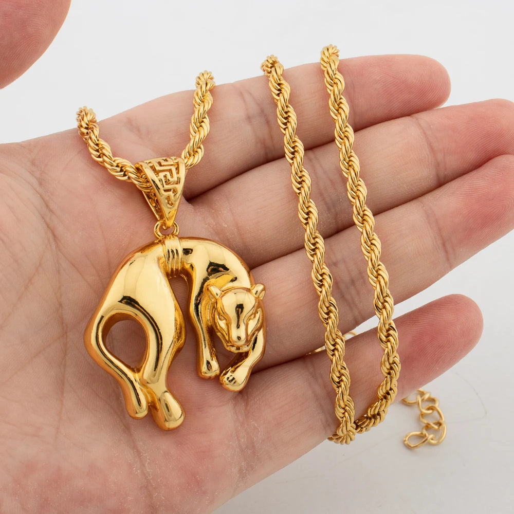 Africa Map Pendant Gold Color 60cm Necklaces for Women Men African Maps Jewelry High Quality Unique Elephants Leopards Jewellry