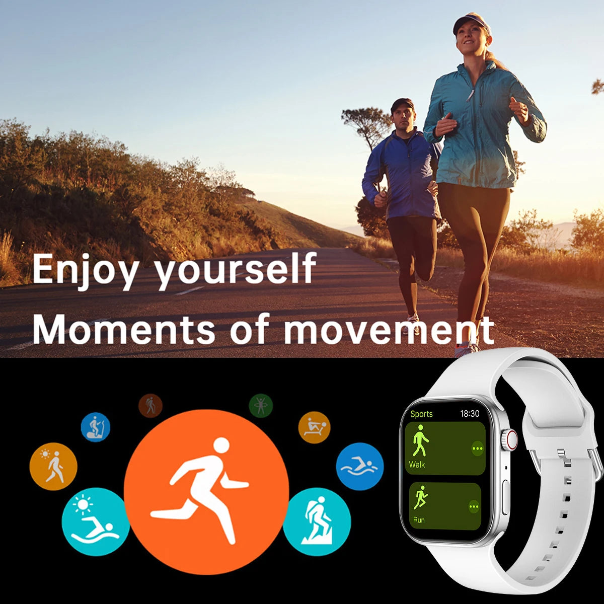 Smart Watch, Wireless Call, HD Screen, Outdoor Fitness Tracker, Sports Mode,Sedentary Reminder, Message Push, Music Control, Suitable for Android & iPhone, Unisex, Ideal as a Gift