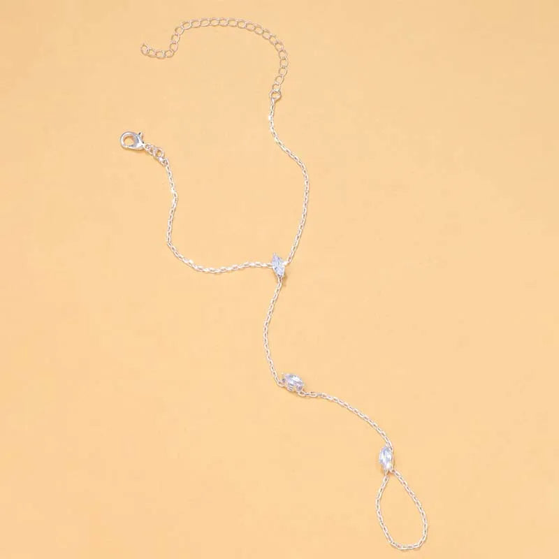 Bohemia Shiny Rhombus Crystal Bracelet  for Women Simple Thin Chain Finger Bracelet Jewelry Accessories Gift 2025 New