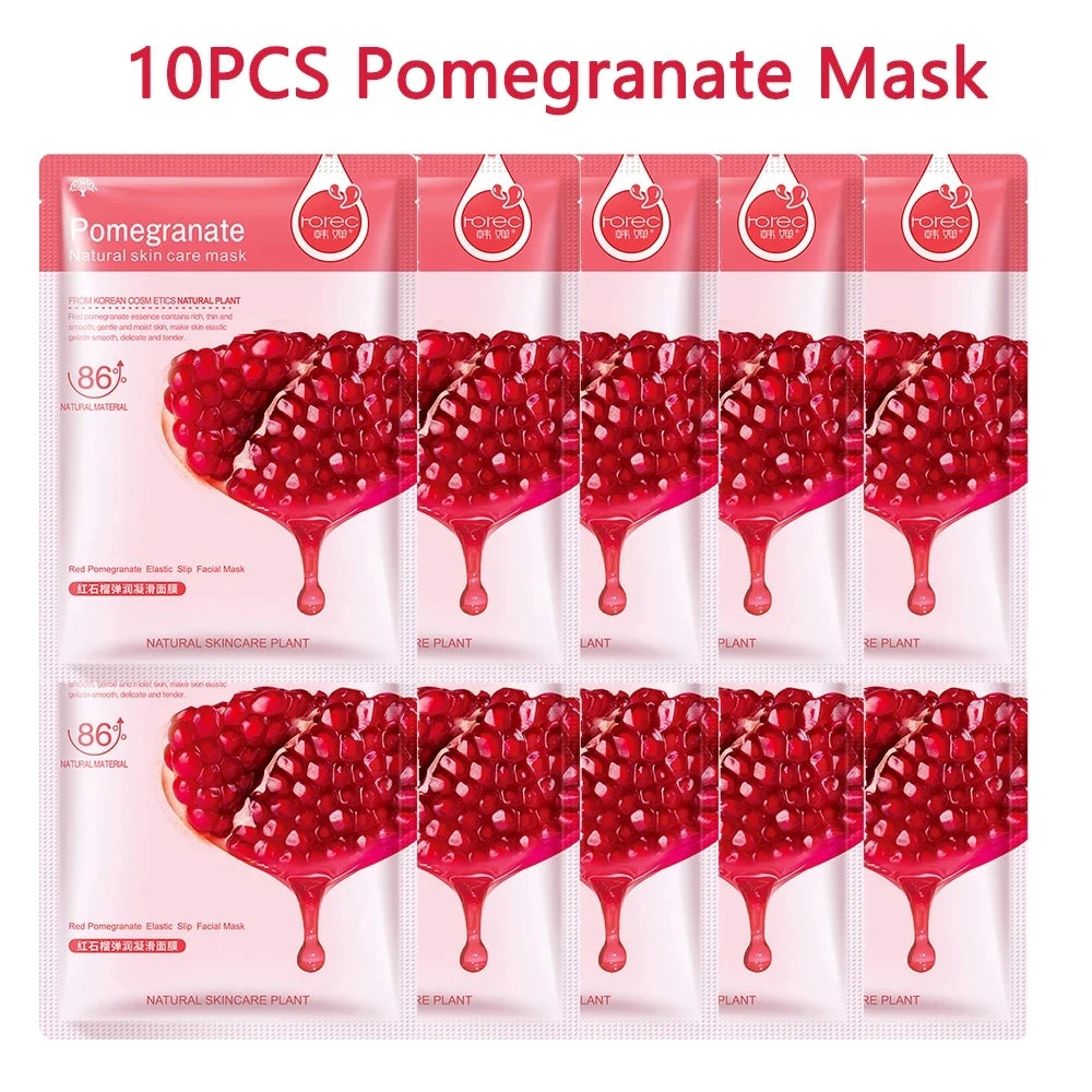 10pcs Sheet Mask Skin Care Plant Facial Mask Moisturizing Oil Control Face Care Masks Shrink Pores Beauty Health Face Patches