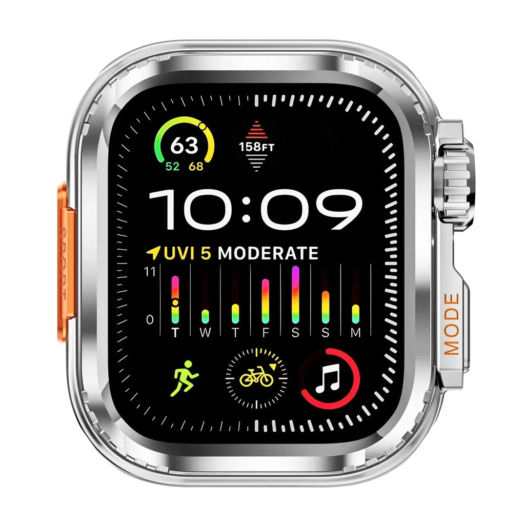 45MM 44MM Metal Watch Case For Apple Watch Series 9 8 7 5 6 4 SE 45mm Sport Change To Ultra Protection Bumper Cover