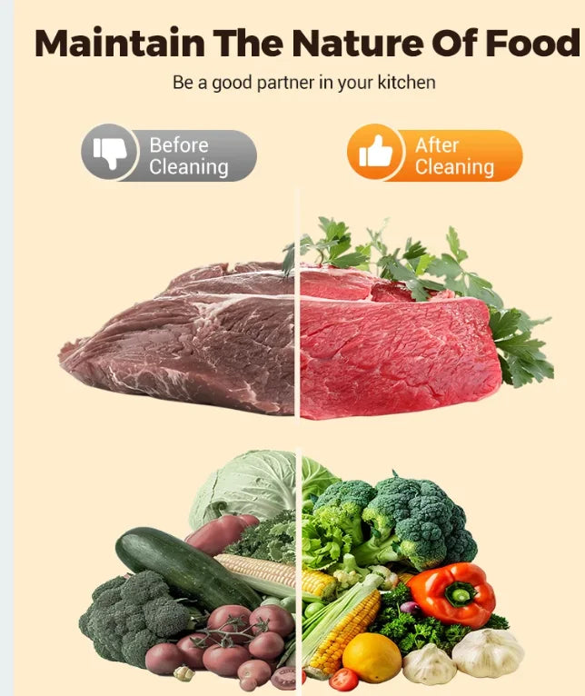 Portable Fruit Vegetable Washing Machine Food Purifier Water Proof Rechargeable Automatic Fruit Cleaner Device
