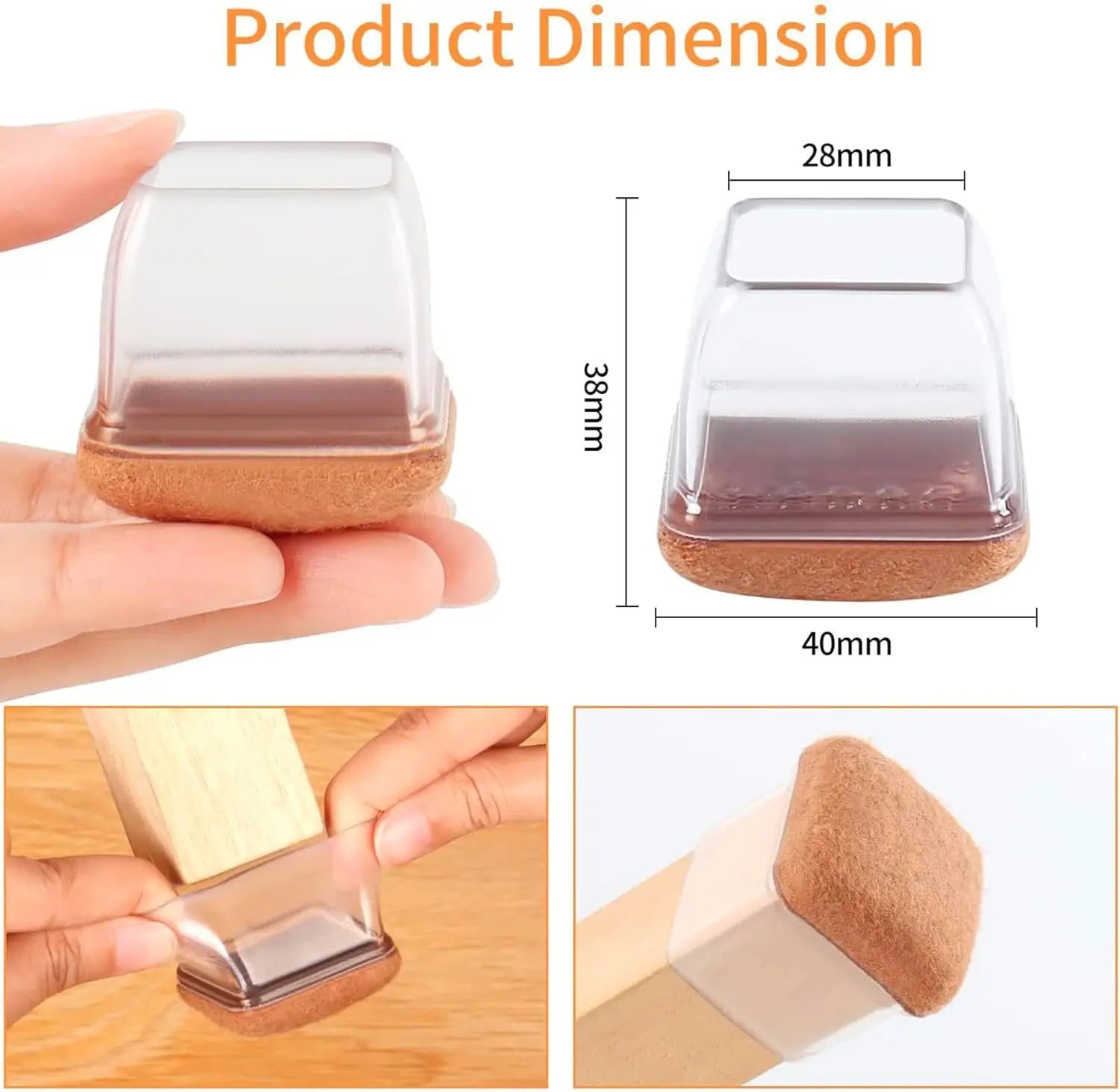 8PCS Thick Rubber Chair Leg Protector Covers Felt Bottom Furniture Pads Floor Protectors Caps to Reduce Noise And Prevent Scratc