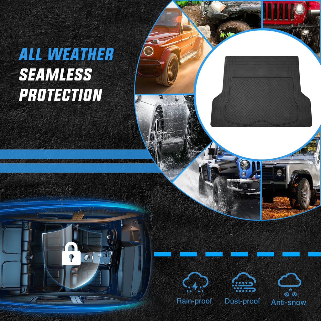 Nilight Rubber Cargo Mats for Cars Trucks SUVs, Universal Trim to Fit for Most Vehicles, All Weather Protection Heavy Duty Cargo Liners