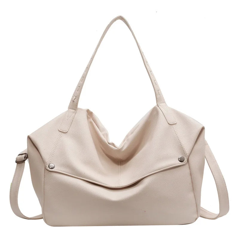 Large Capacity Solid Color Crossbody Shoulder Bag, Fashion Casual Versatile Shopper Tote Bag,Black/White Elegant Women Handbag