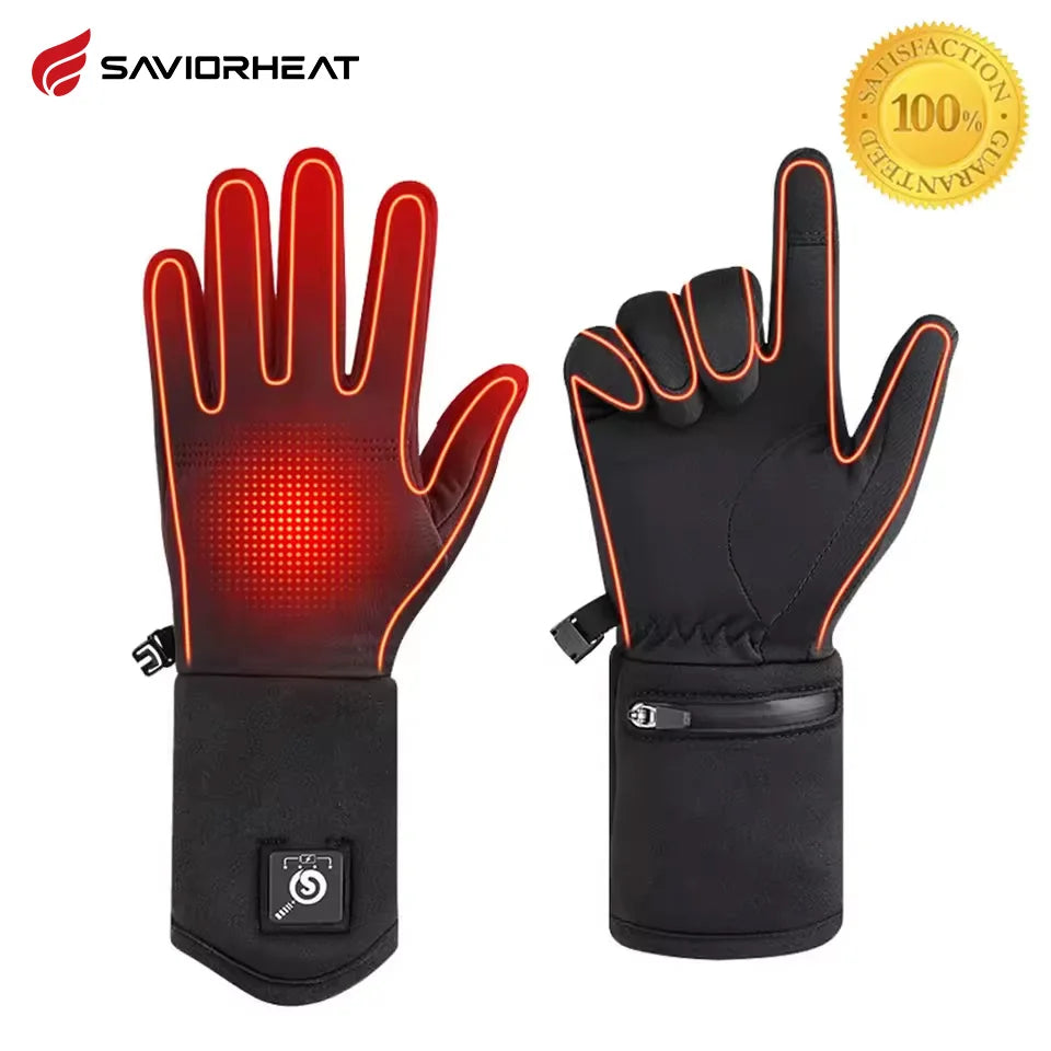 Savior Heat Electric Heated Glove Liners for Men Women Rechargeable Battery Heating Riding Ski Snowboarding  Cycling Thin Gloves