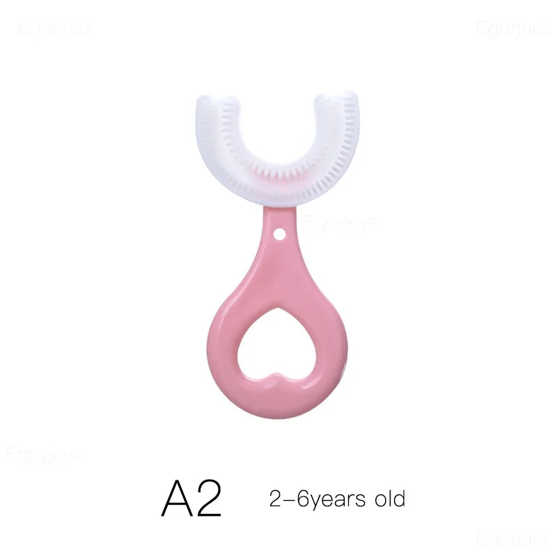 Children U-Shape Toothbrush 360-Degree Oral Cleaning Kids Tooth Brush Soft Million Nano Bristle Silicone Baby Finger Teether