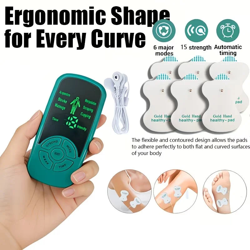 3-in-1 / Unit & Massager Device with Portable Muscle Stimulator Suitable for Back, Full Body, USB/Battery-Powered, Multi-Intensi