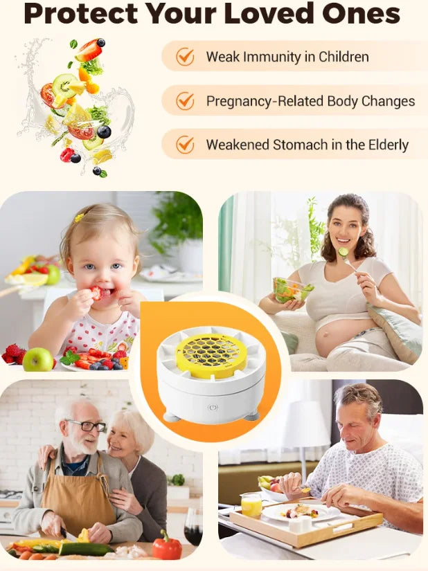 Portable Fruit Vegetable Washing Machine Food Purifier Water Proof Rechargeable Automatic Fruit Cleaner Device