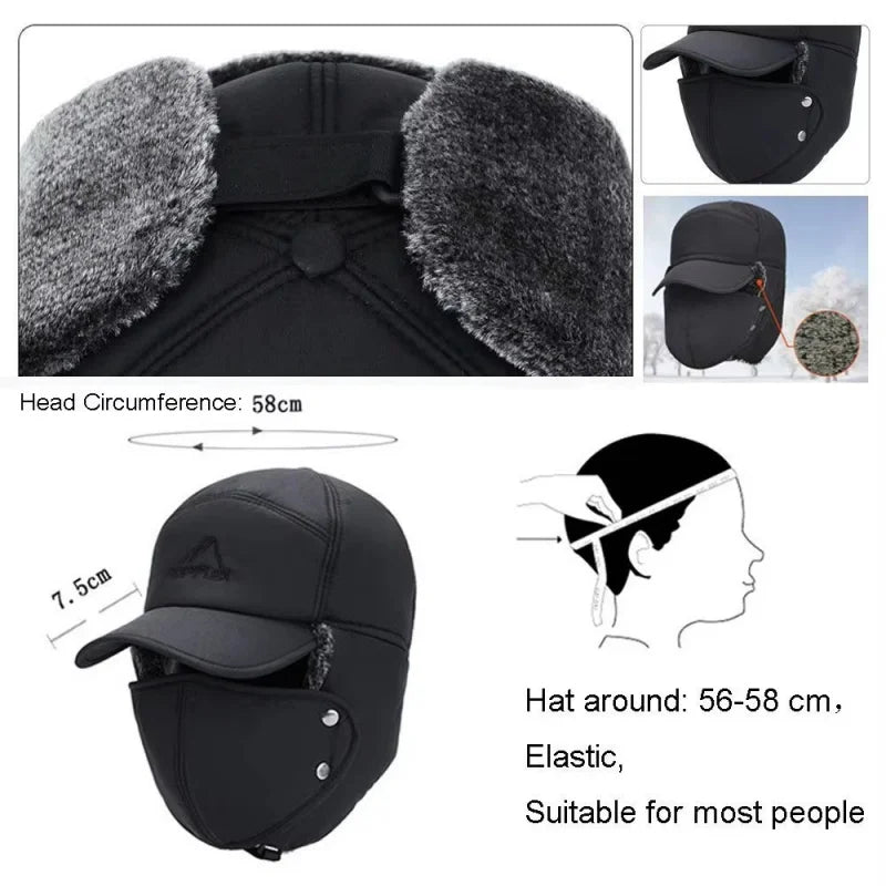 Winter Warm Thickened Artificial Fur Baseball Hat Men's and Women's Skiing Soft Extreme Cold Hat Fishing Hat Outdoor