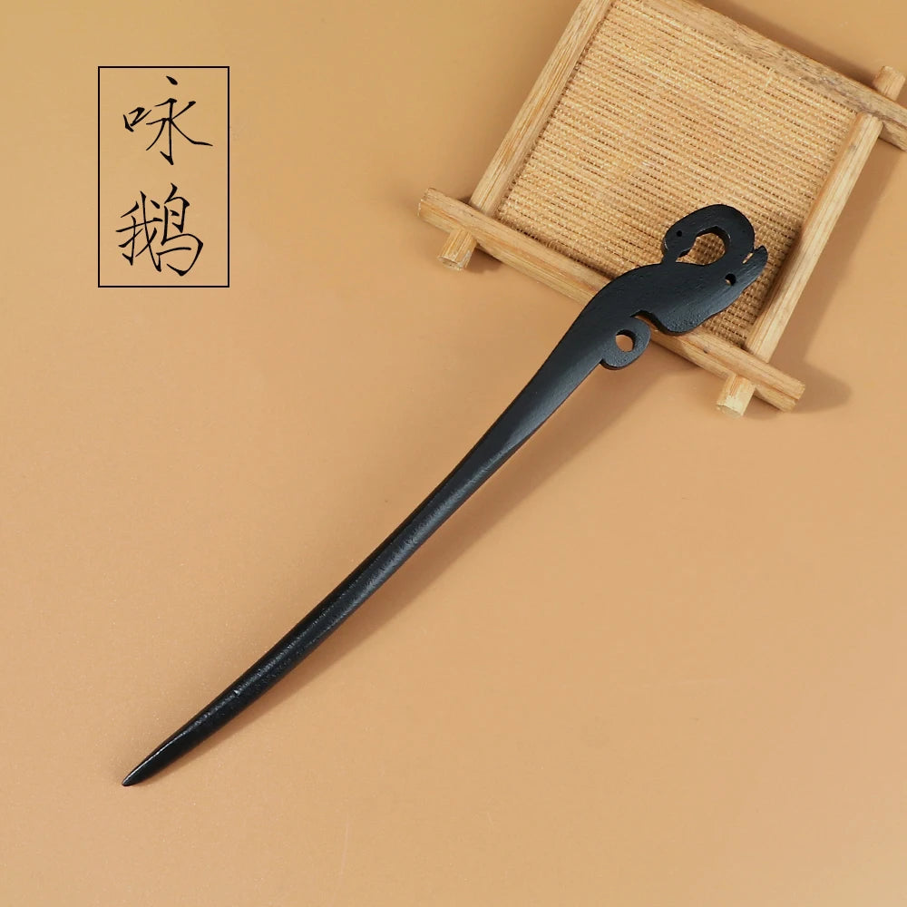 Chinese Royal Wooden Hair Clips Hair Stick Women Simple Carved Wood Hairpins Girl Exquisite Hair Style Accessories Headwear Gift