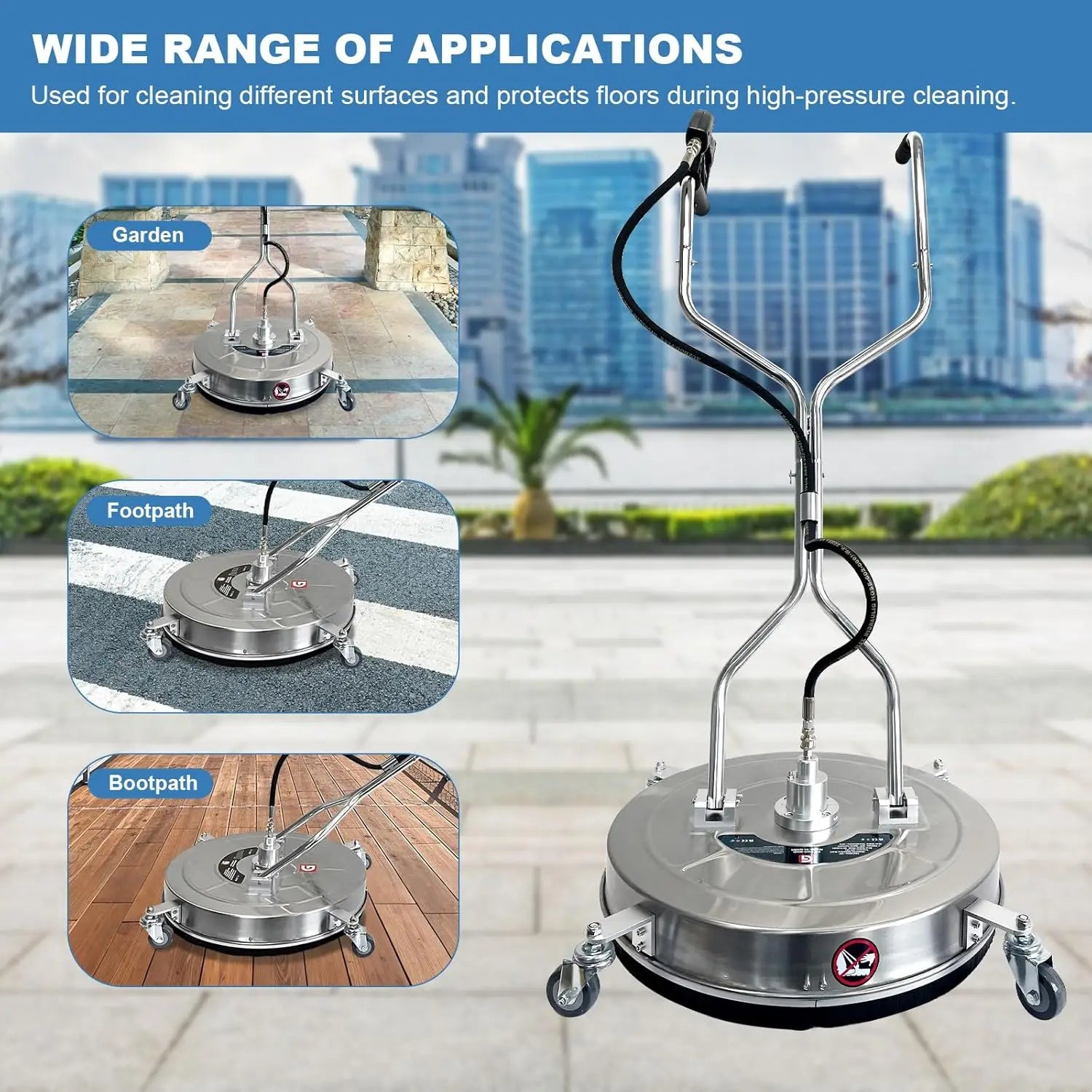 24 Inch High Pressure Stainless Steel Flat Surface Cleaner/ Industrial Pressure Cleaners Mobile Scrubber For Floor Cleaning