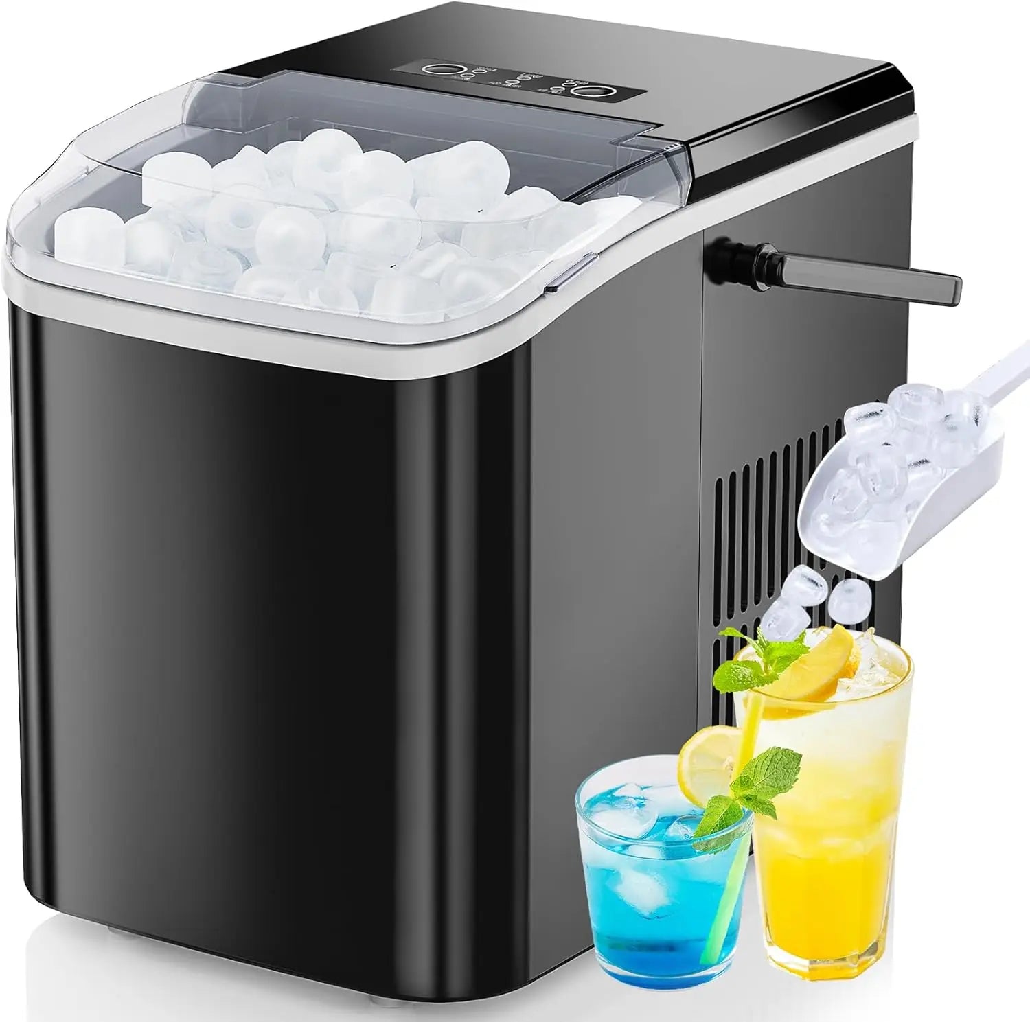 Portable Countertop Ice Maker, 26lbs/24H, 9 Cubes in 6 Mins, Self-Cleaning, Quiet for Home Kitchen RV Camping