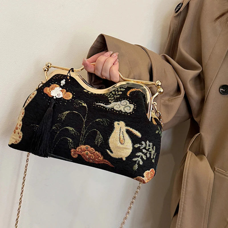 Luxury Evening Vintage Fringe Clutch Bag Women Bride Wedding Clutch Purse Chain Shoulder Crossbody Bags Party Fashion Handbag
