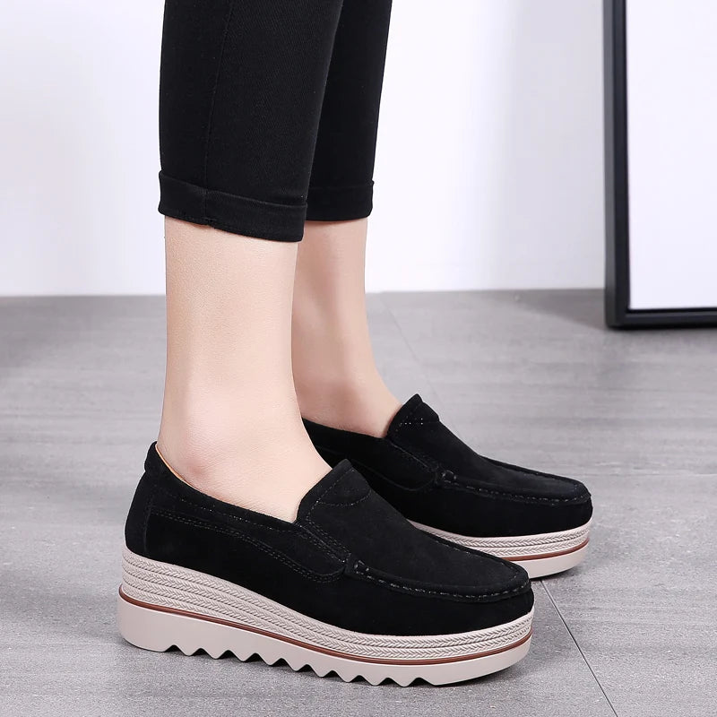2025 Spring Women Flats Shoes Woman Platform Slip On Flats Sneakers Women Suede Ladies Tenis Loafers Moccasins Casual Shoes