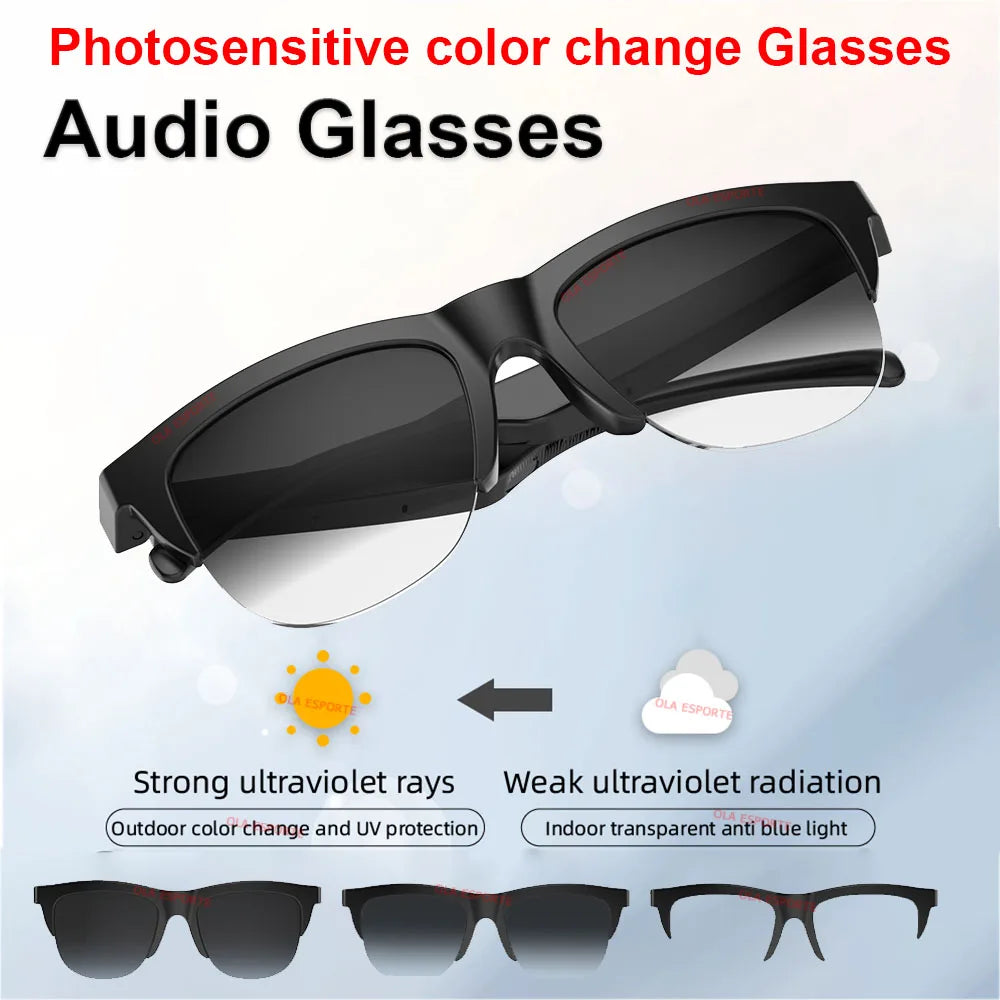 2026 Photosensitive Color Change Smart Glasses Bluetooth Voice Call Control Music UV Polarized Sunglasses Headphone Glasses Ht30