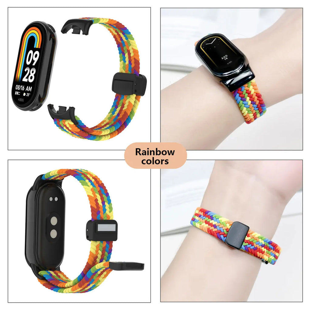 Suitable for Xiaomi Band 8 Wristband, Nylon Braided Strap, Magnet Buckle, Luxury Personality, Mi Band 8 Replacement Strap