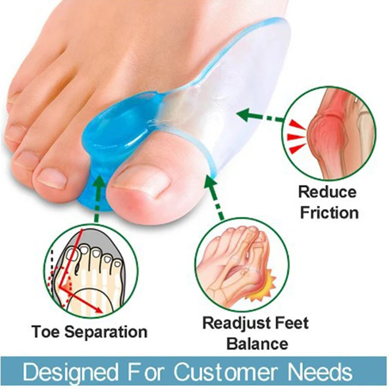 2pc Silicone Toe Splitter Correction Device, Large Foot Bone Separation Toe Sleeve Toe Splitter Manicure Tools For Hallux Valgus