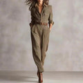 Vintage Plaid Print High Waist Jumpsuits Woman Elegant Shirt Collar Button Slim Bodysuit Fall Long Sleeve Pocket Romper Overalls